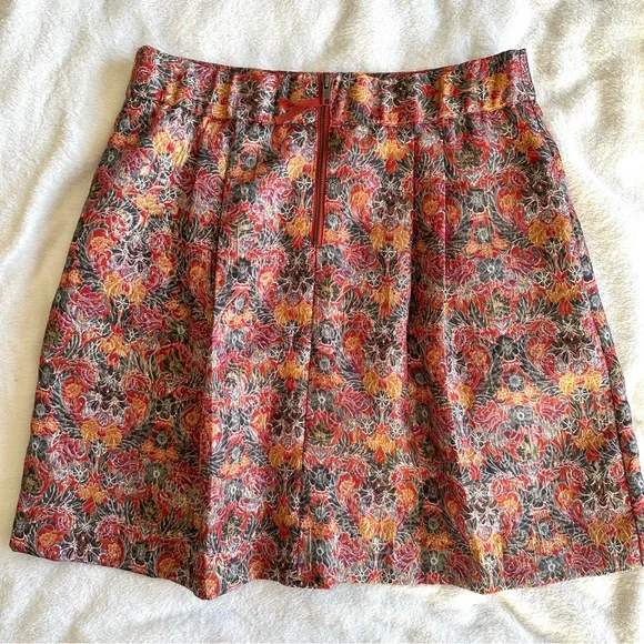 Maeve Rosie Pleated Brocade Skirt, lined, Size L